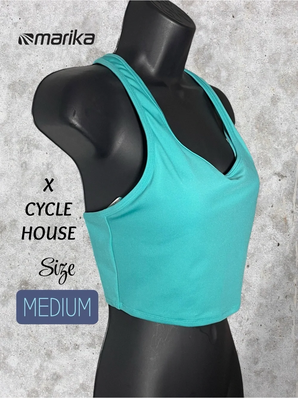 NWT Marika x Cycle House Technolite Turquoise Sports Bra Size Medium